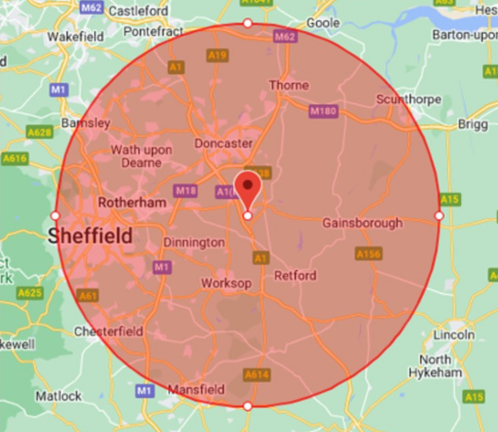 Map showing Wintech Timber near Harworth
